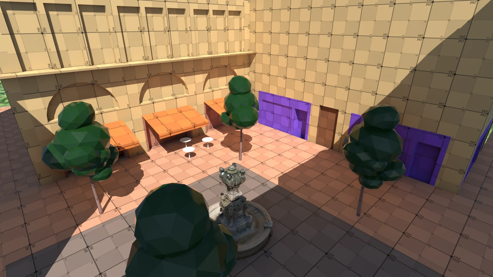 Une zone de café / place encore en blockout