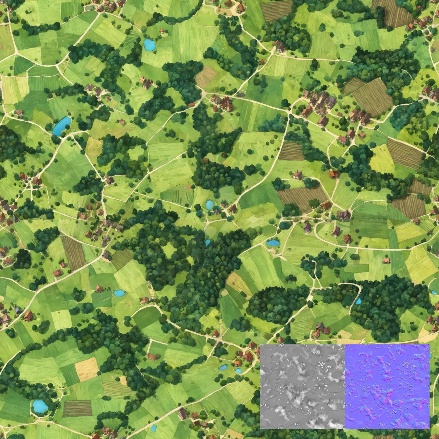 Texture de campagne vue du ciel générée avec PATINA