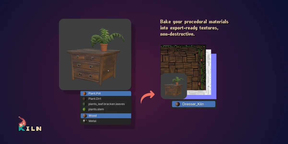 Bake procedural materials into export-ready textures