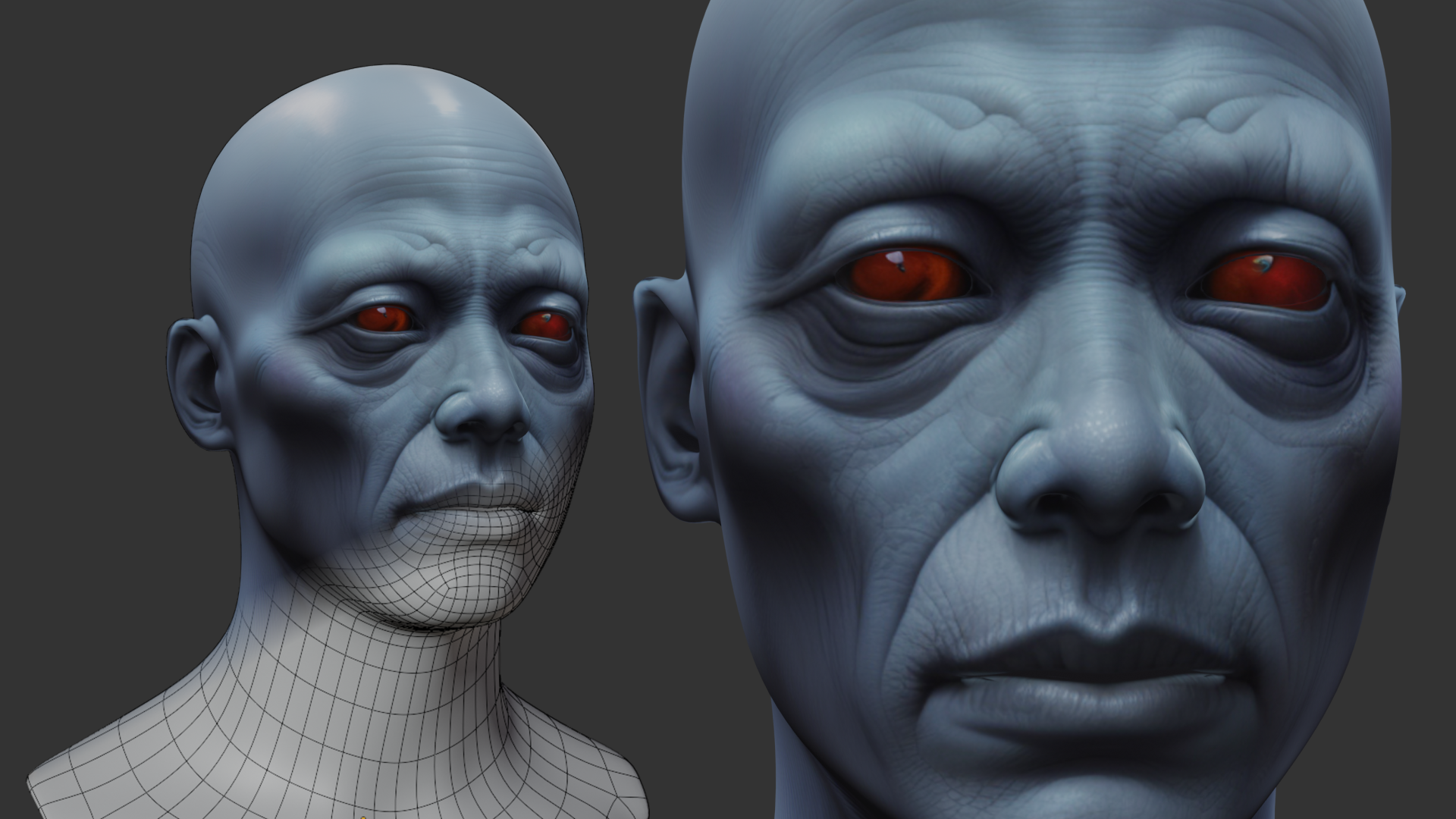 Résultat sur un visage — détails de peau générés à partir des normales